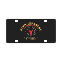 Load image into Gallery viewer, Army - 34th Infantry Division - Red Bull Division at War X 300 Classic License Plate