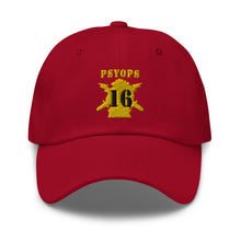 Load image into Gallery viewer, Dad hat - Army - PSYOPS w Branch Insignia - 16th Battalion Numeral - Line X 300 - Hat