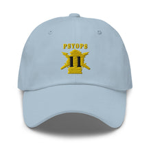 Load image into Gallery viewer, Dad hat - Army - PSYOPS w Branch Insignia - 11th Battalion Numeral - Line X 300 - Hat