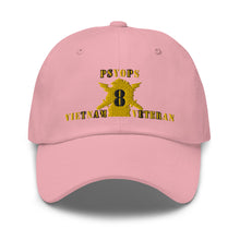 Load image into Gallery viewer, Dad hat - Army - PSYOPS w Branch Insignia - 8th Battalion Numeral - w Vietnam Vet X 300 - Hat