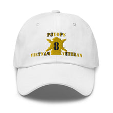 Load image into Gallery viewer, Dad hat - Army - PSYOPS w Branch Insignia - 8th Battalion Numeral - w Vietnam Vet X 300 - Hat