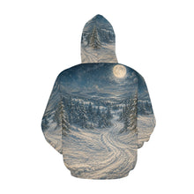 Load image into Gallery viewer, AOP Hoodie - Moonlit Victorian Christmas Snow Trail Men's All Over Print Hoodie (USA Size)