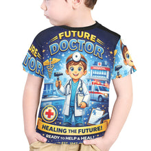 Load image into Gallery viewer, Little Kids' All Over Print Crew Neck T-Shirt -Young Patriot - Future Doctor