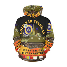 Load image into Gallery viewer, Men's All Over Print Hoodie (USA Size) (Model H13) - Cold War Vet - 1st Bn 41st Infantry - M113 APC w COLD SVC