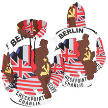 Load image into Gallery viewer, Men's All Over Print Hoodie (USA Size) (Model H13) - Berlin - Checkpoint Charlie - Round - Bright