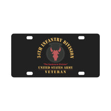 Load image into Gallery viewer, Army - SSI - 34th Infantry Division - The Sandstorm Division - US Army Veteran X 300 Classic License Plate