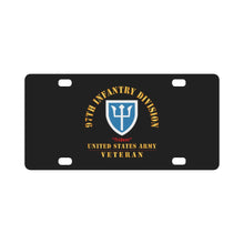 Load image into Gallery viewer, Army - SSI - 97th Infantry Division - Trident - US Army Veteran X 300 Classic License Plate