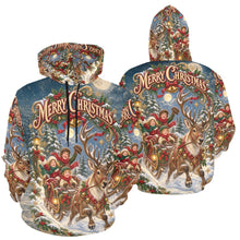 Load image into Gallery viewer, AOP Hoodie - Victorian Christmas Reindeer Sleigh Ride Men's All Over Print Hoodie (USA Size)
