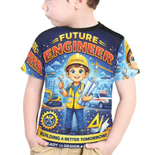 Load image into Gallery viewer, Little Kids' All Over Print Crew Neck T-Shirt - Young Patriot - Future Engineer Male
