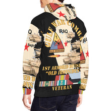Load image into Gallery viewer, Men's All Over Print Hoodie (USA Size) (Model H13) - Gulf War Combat Armor Vet w 1st Armored Division