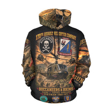 Load image into Gallery viewer, 170th Assault Helicopter Company - Bikinis & Buccaneers Into the Fire- Vietnam Air Warriors Men's All Over Print Hoodie (USA Size)