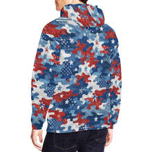 Load image into Gallery viewer, AOP Hoodie - Distressed American Flag Camo Pattern Men's All Over Print Hoodie (USA Size)