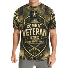 Load image into Gallery viewer, Men's All Over Print Crew Neck T-Shirt - Tribute Tee - United States Army Combat Veteran (Retired)