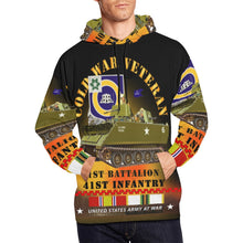 Load image into Gallery viewer, Men's All Over Print Hoodie (USA Size) (Model H13) - Cold War Vet - 1st Bn 41st Infantry - M113 APC w COLD SVC