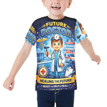 Load image into Gallery viewer, Little Kids' All Over Print Crew Neck T-Shirt -Young Patriot - Future Doctor