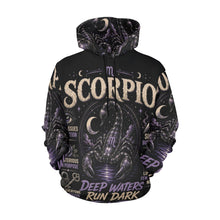 Load image into Gallery viewer, Scorpio - deep waters run dark Men's All Over Print Hoodie (USA Size)