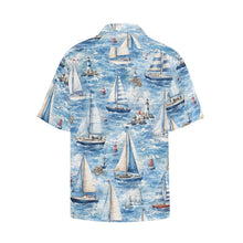 Load image into Gallery viewer, Watercolor Sailboat Seascape Men's All Over Print Hawaiian Shirt With Chest Pocket