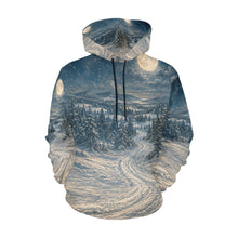 Load image into Gallery viewer, AOP Hoodie - Moonlit Victorian Christmas Snow Trail Men's All Over Print Hoodie (USA Size)