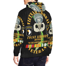 Load image into Gallery viewer, Men's All Over Print Hoodie (USA Size) (Model H13) - Army - Vietnam Combat Veteran w 101st Airborne Div w JM - V1 X 300