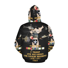 Load image into Gallery viewer, Army - Korea Map - 2nd Infantry Div - C Trp, 4th Sqdr, 7th Cav (Air Cav) w AC - SVC X 300 Men's All Over Print Hoodie (USA Size) (Model H13)