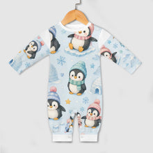 Load image into Gallery viewer, DTG 190gsm Cotton Long Sleeve Baby Romper(All-Over Printing) - Penguin Winter Wonderland