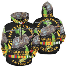 Load image into Gallery viewer, Men's All Over Print Hoodie (USA Size) (Model H13) - Vietnam Combat Cavalry Veteran w 1st Cav Div SSI Big Helo