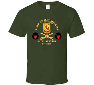 113th Cavalry Regiment - Cav Br - Dui - 1st Squadron W Red Regt Txt - 34th Id - Ssi X 300 (1) T Shirt