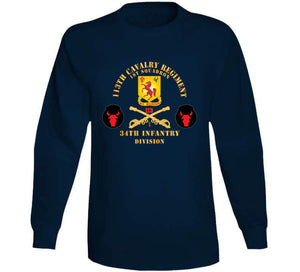 113th Cavalry Regiment - Cav Br - Dui - 1st Squadron W Red Regt Txt - 34th Id - Ssi X 300 T Shirt