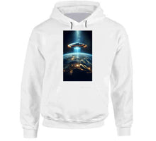Load image into Gallery viewer, Alien Spaceship Flying Above The Earth Classic T Shirt, Crewneck Sweatshirt, Hoodie, Long Sleeve
