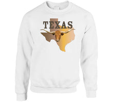 Load image into Gallery viewer, Texas - Rattler Skin -texas State Map W Longhorn - Classic T Shirt, Crewneck Sweatshirt, Hoodie, Long Sleeve