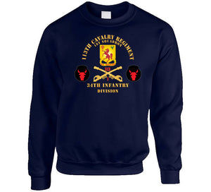 113th Cavalry Regiment - Cav Br - Dui - 1st Squadron W Red Regt Txt - 34th Id - Ssi X 300 T Shirt
