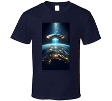 Load image into Gallery viewer, Alien Spaceship Flying Above The Earth Classic T Shirt, Crewneck Sweatshirt, Hoodie, Long Sleeve