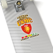 Load image into Gallery viewer, Kiss-Cut Stickers - USMC - III MAF - Combat Vet w 1 row VN SVC Ribbons