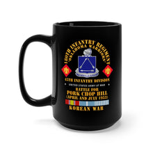 Load image into Gallery viewer, Black Mug 15oz - Army - 180th Infantry Regiment - 45th ID - Battle Pork Chop Hill, Korean War X 300