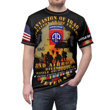 Load image into Gallery viewer, Unisex AOP Tee - Army - Invasion Of Iraq 2003 - 82nd Airborne Division - Battle of Samawah with Iraq War Service Ribbons