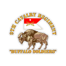 Load image into Gallery viewer, Kiss-Cut Stickers - Army - 9th Cavalry Regiment - Buffalo Soldiers w 9th Cav Guidon