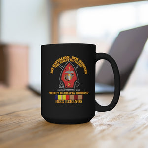 Black mug 15oz -  USMC - 1st Bn, 8th Marines - Beirut barracks bombing w SVC wo NDSM