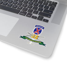 Load image into Gallery viewer, Kiss-Cut Stickers - Army - 10th Mountain Division - SSI w Ski Branch - Ribbon X 300