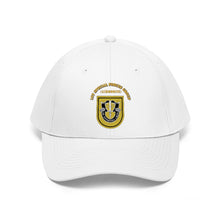 Load image into Gallery viewer, Unisex Twill Hat - 1st Special Forces Group (SFG) (Airborne) Flash with Crest with Text - Direct to Garment (DTG) - Printed