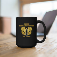 Load image into Gallery viewer, Black Mug 15oz - Army - Emblem - Warrant Officer 4 - CW4 w Eagle - US Army