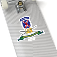 Load image into Gallery viewer, Kiss-Cut Stickers - Army - 10th Mountain Division - SSI w Ski Branch - Ribbon X 300