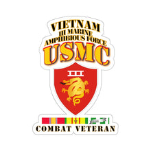 Load image into Gallery viewer, Kiss-Cut Stickers - USMC - III MAF - Combat Vet w 1 row VN SVC Ribbons