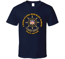 Load image into Gallery viewer, United States Merchant Marine, "Peace and War" with Color Shield - T Shirt, Premium and Hoodie