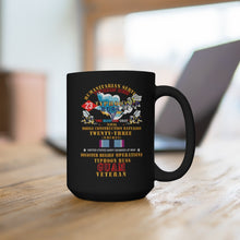 Load image into Gallery viewer, Black Mug 15oz - USN - Humanitarian Svc - NMCB 23 Typhoon Russ - HUMAN SVC X 300