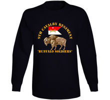 Load image into Gallery viewer, Army - 9th Cavalry Regiment - Buffalo Soldiers W 9th Cav Guidon - Long Sleeve Tee