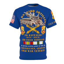 Load image into Gallery viewer, Unisex All Over Print - Army - 2nd Bn 83rd Artillery Babenhausen Germany w COLD SVC - Front w M110 Firing Back - Dark Blue