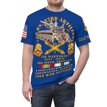 Load image into Gallery viewer, Unisex All Over Print - Army - 2nd Bn 83rd Artillery Babenhausen Germany w COLD SVC - Front w M110 Firing Back - Dark Blue