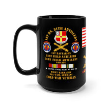 Load image into Gallery viewer, Black Mug 15oz - 1st Battalion, 81st Artillery, 56th Artillery - PERSHING Wackernheim, Germany with COLD War Service