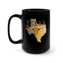 Load image into Gallery viewer, Black Mug 15oz - Texas - Rattler Skin -Texas State Map w Longhorn X 300
