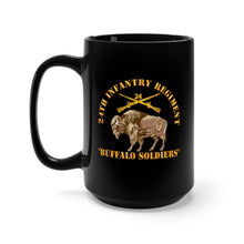 Load image into Gallery viewer, Black Mug 15oz - Army - 24th Infantry Regiment - Buffalo Soldiers w 24th Inf Branch Insignia